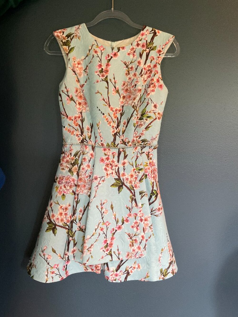 David Charles Light Blue Cherry Blossom Dress | Size 14 Years